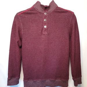 TOMMY Bahama Maroon Burgundy Men's Casual Long Sleeve V Neck Snap Up Sweater